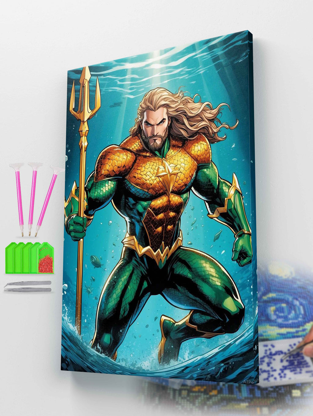 Aquaman with Golden Trident Diamond Painting Kit