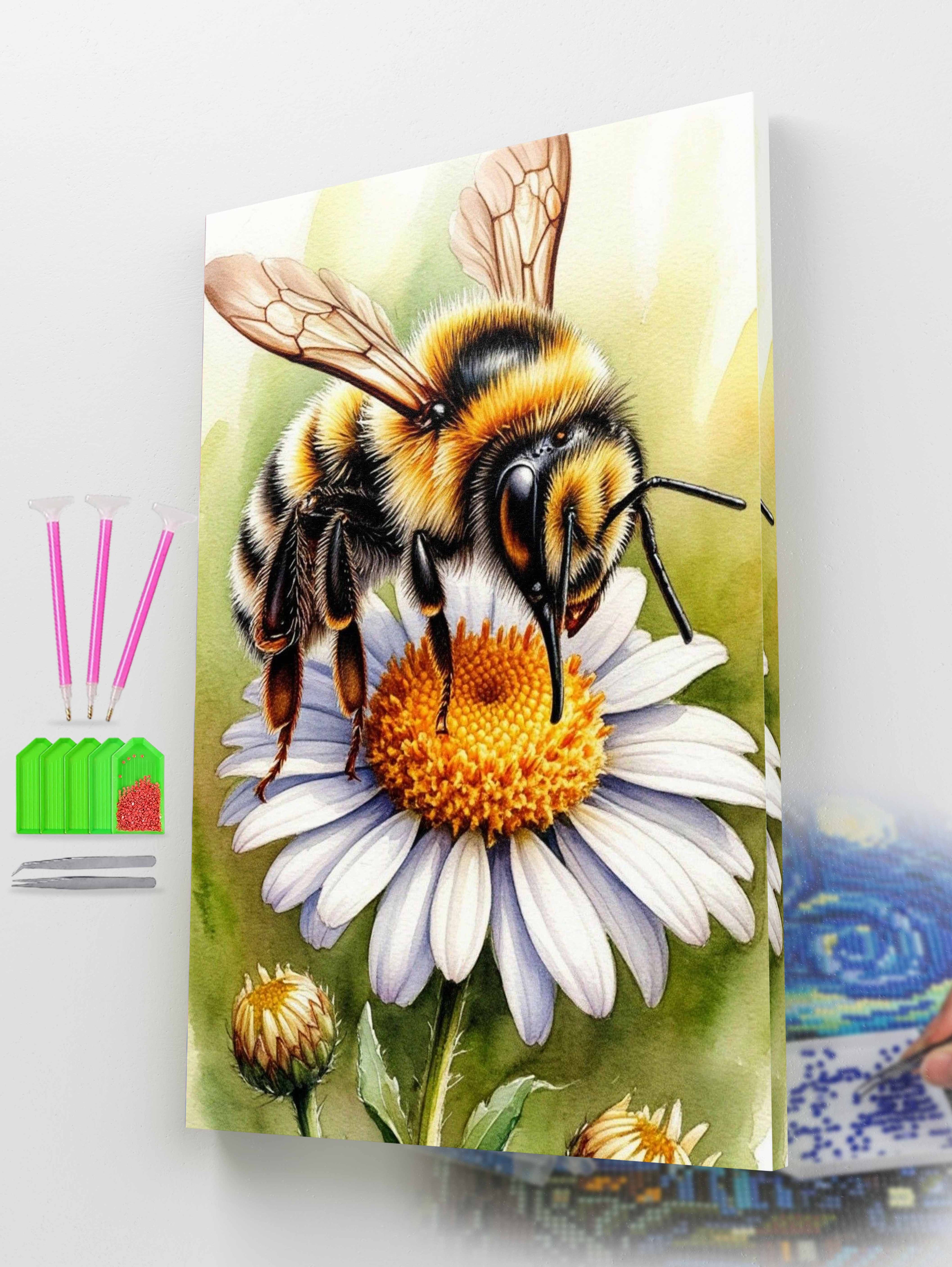 Bee on Daisy Flower Diamond Painting Kit