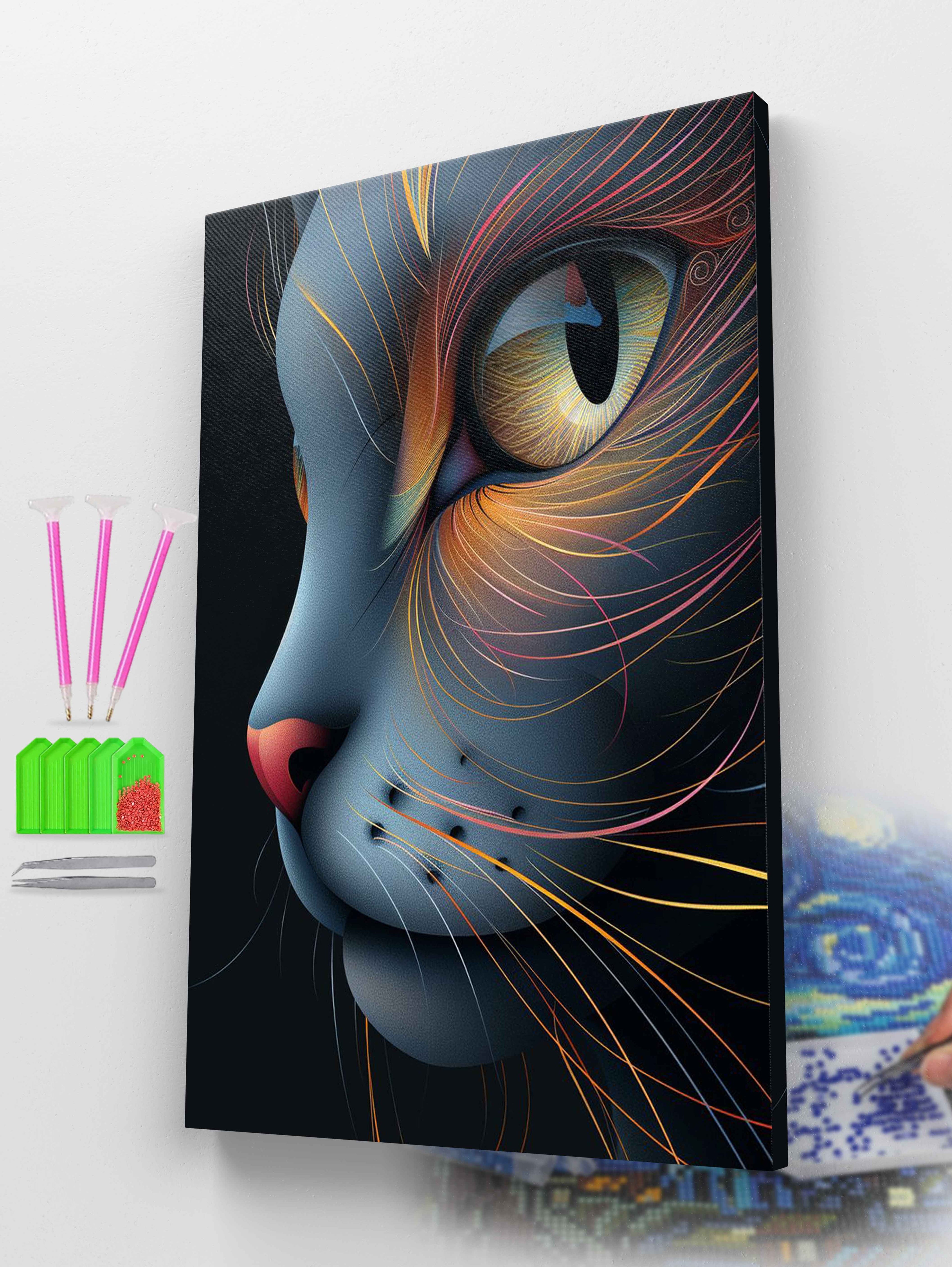 Abstract Cat Portrait Diamond Painting Kit
