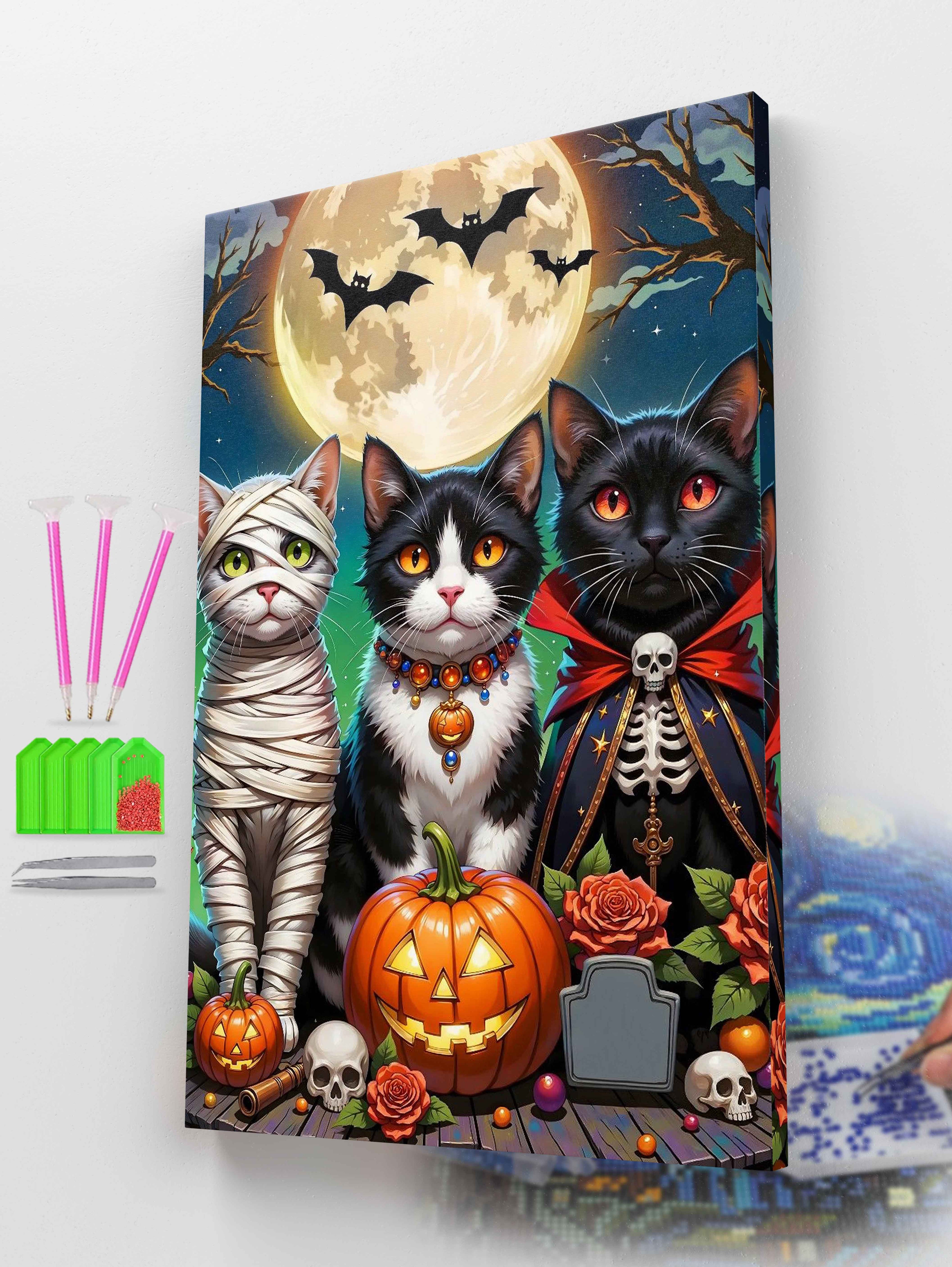 Black Cats Halloween Decor Diamond Painting Kit