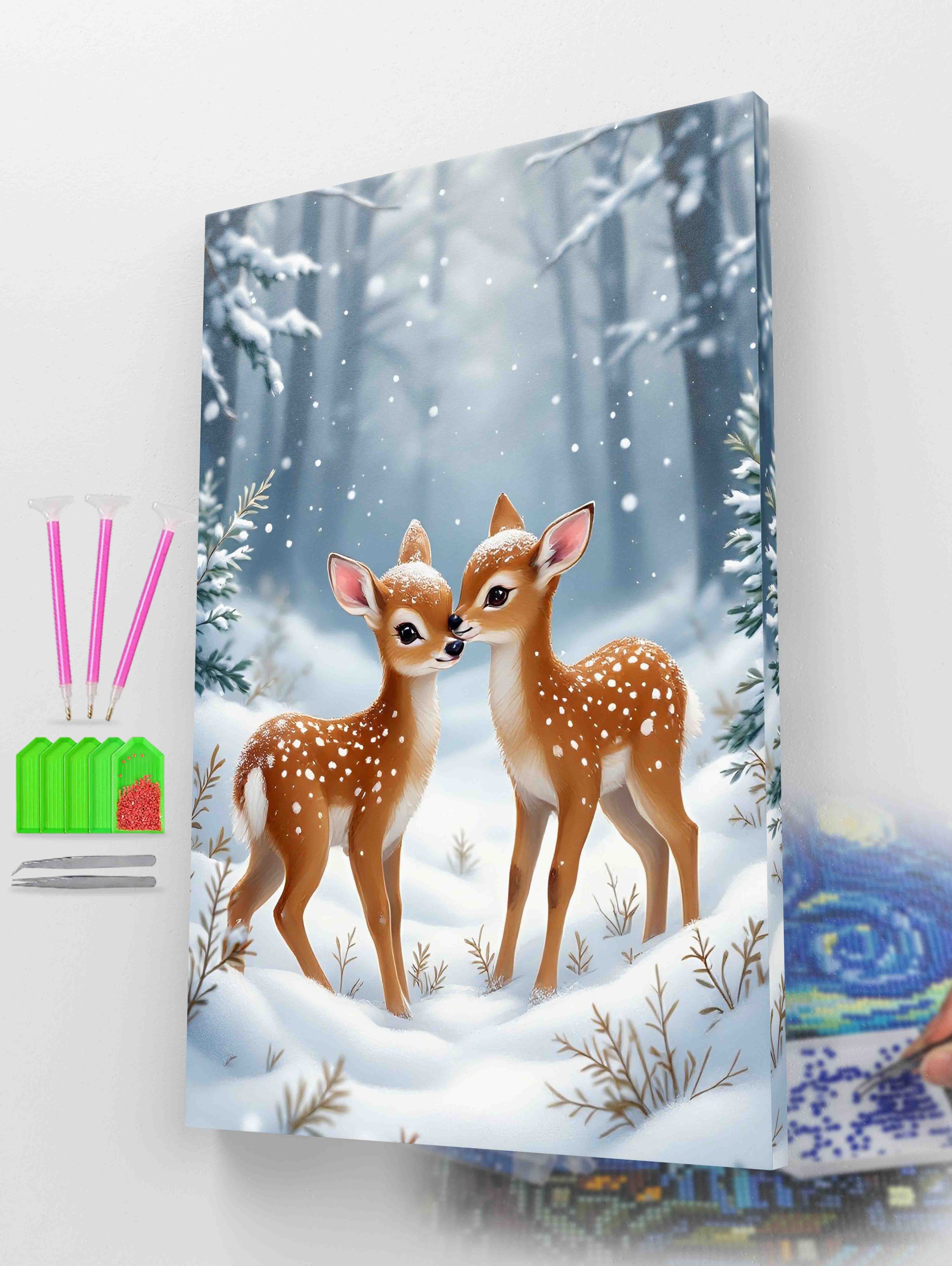 Cute Baby Deer in Snow Diamond Painting Kit