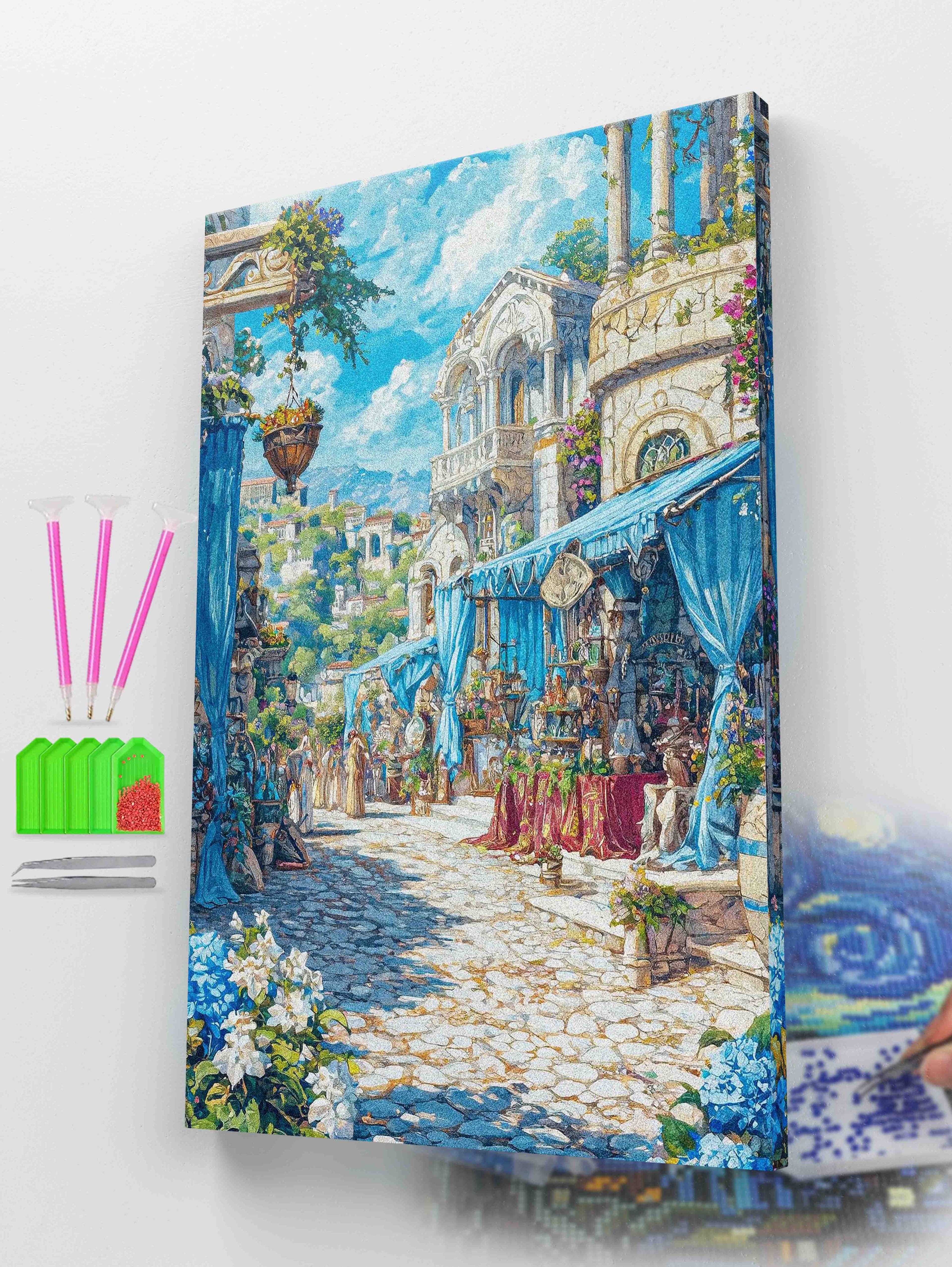 Mediterranean Market Street Diamond Painting Kit