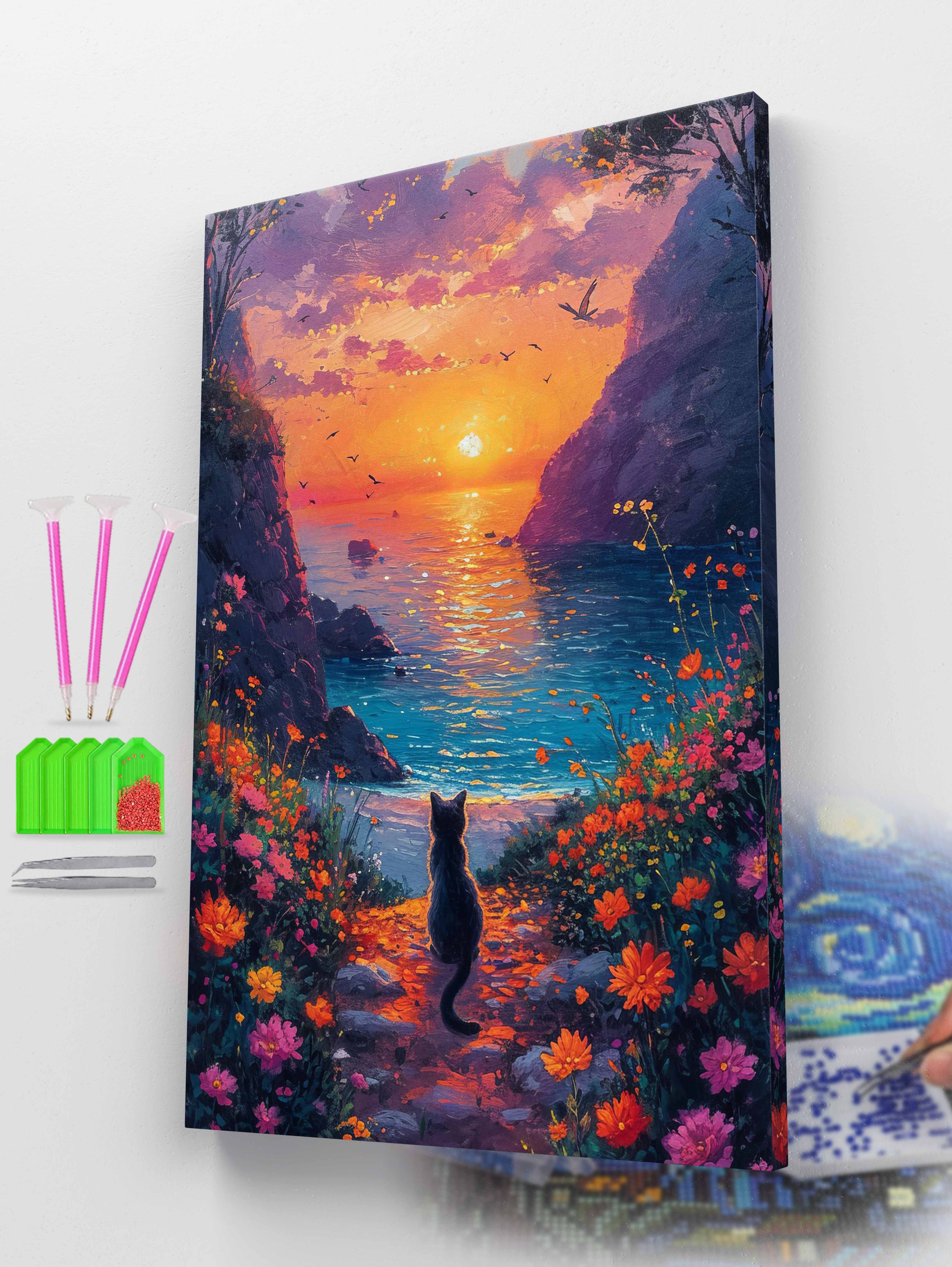 Cat’s Path to the Sea Diamond Painting Kit