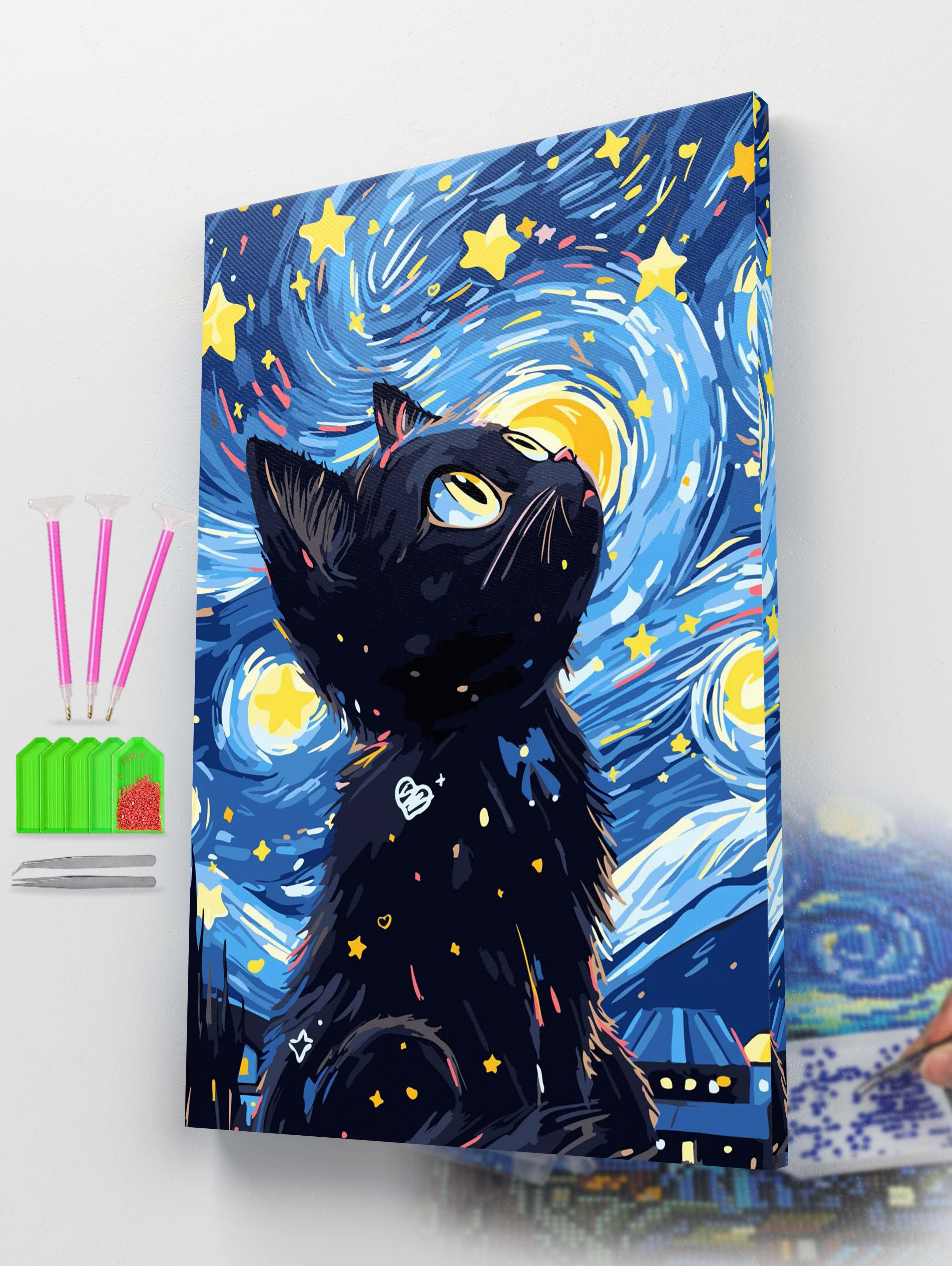Starry Night Cat Diamond Painting Kit
