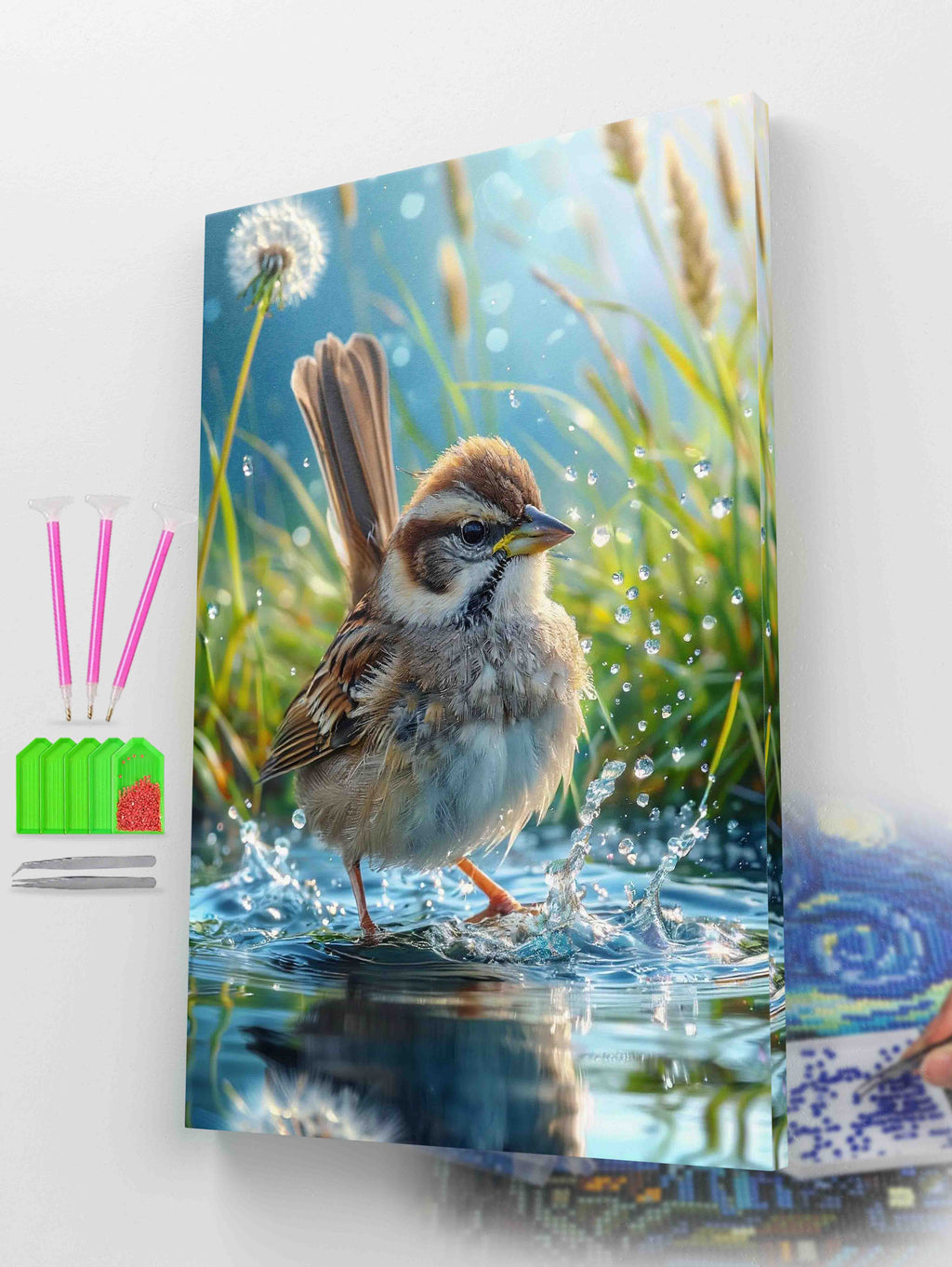 Cute Bird in Water Diamond Painting Kit