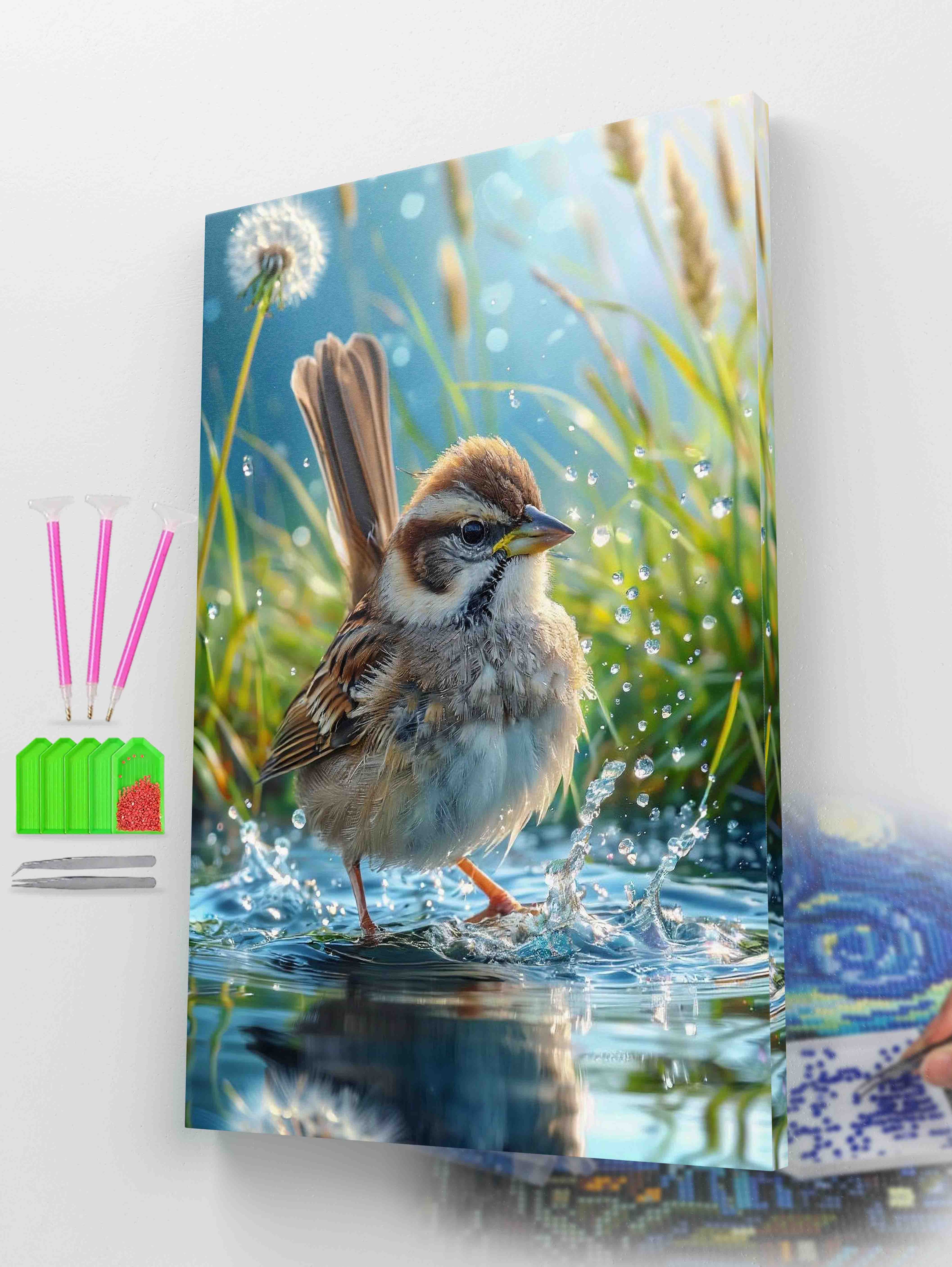 Cute Bird in Water Diamond Painting Kit