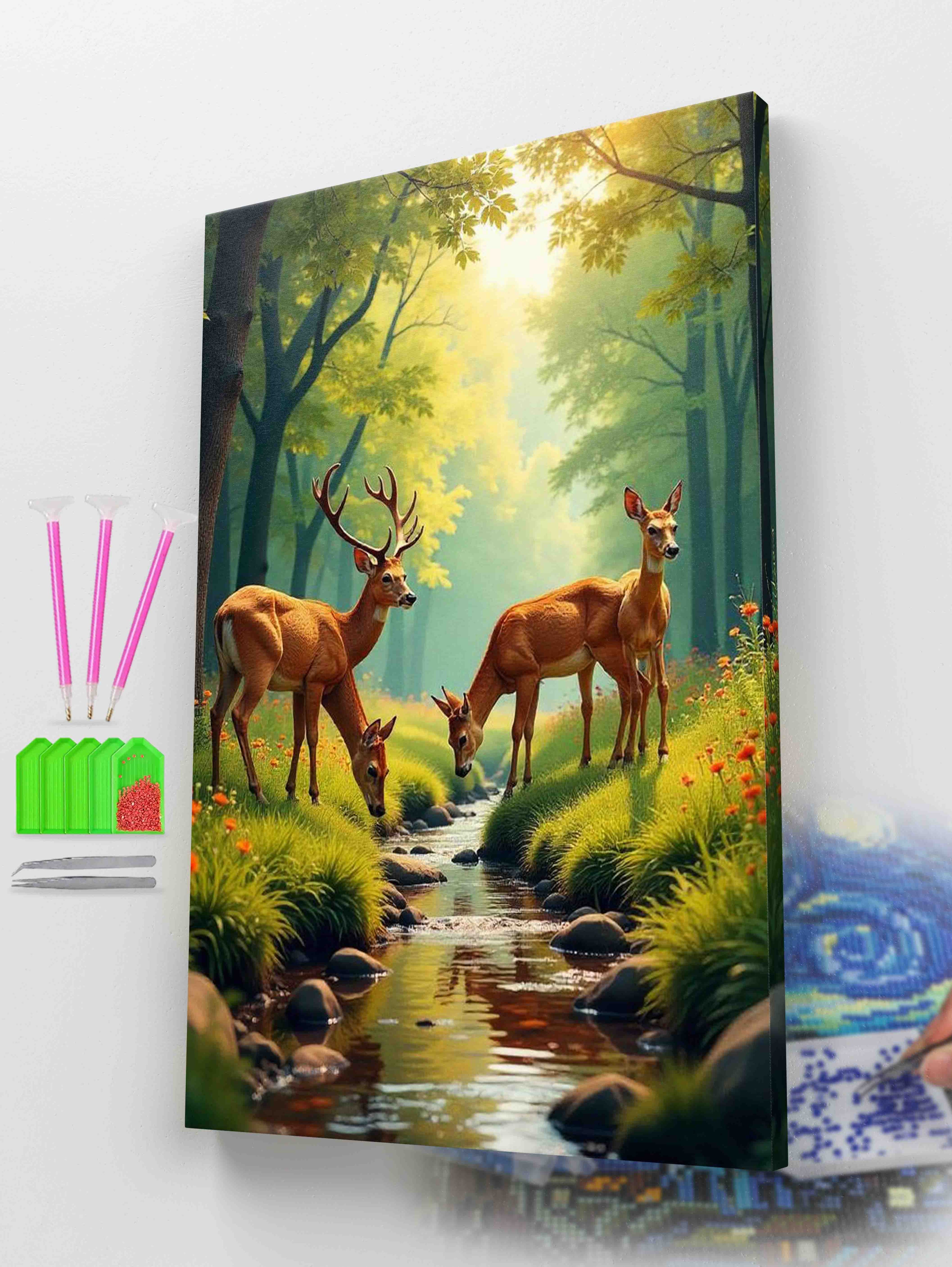 Four Deer in Forest Diamond Painting Kit