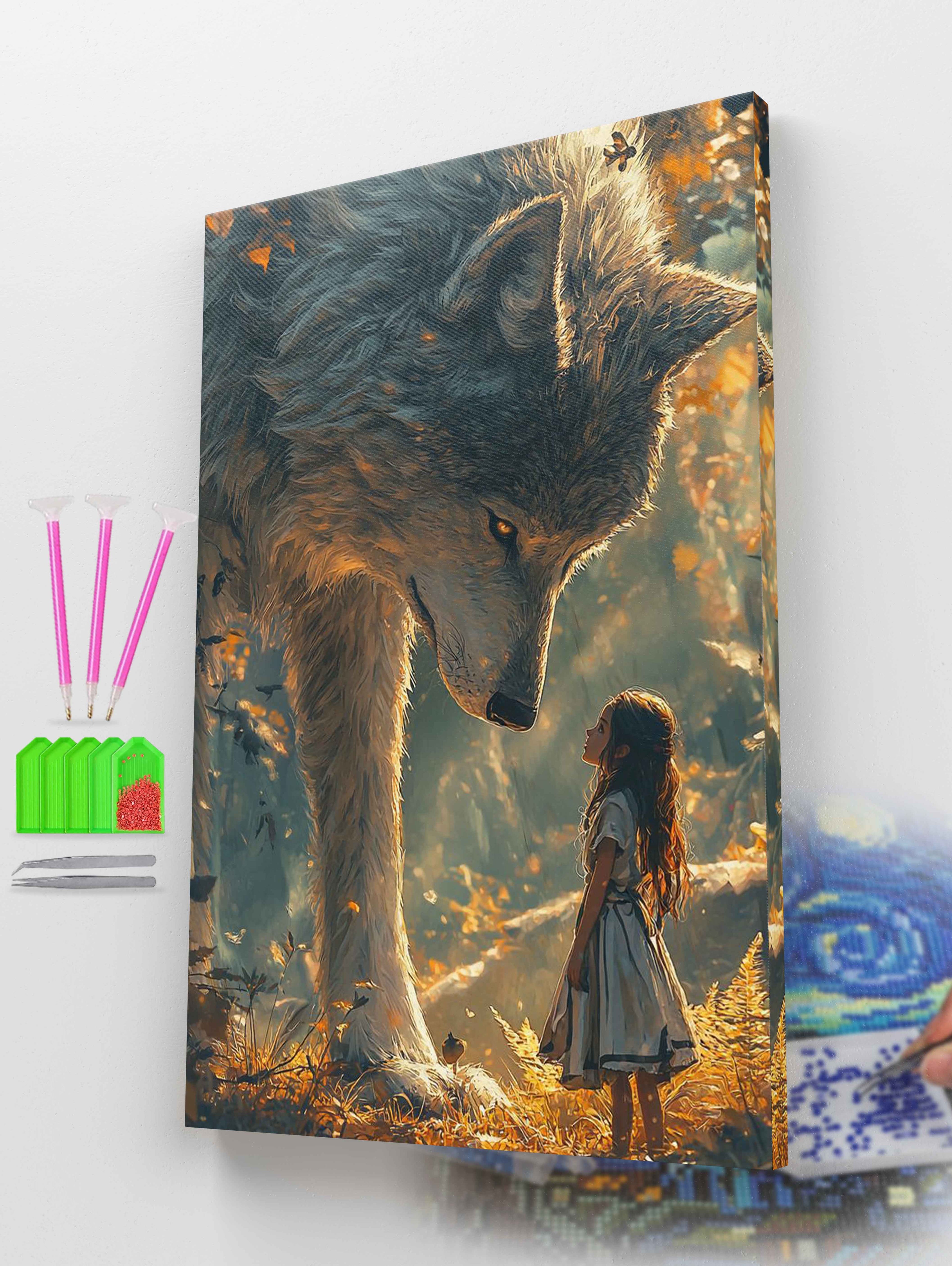 Little Girl and Majestic Wolf Diamond Painting Kit