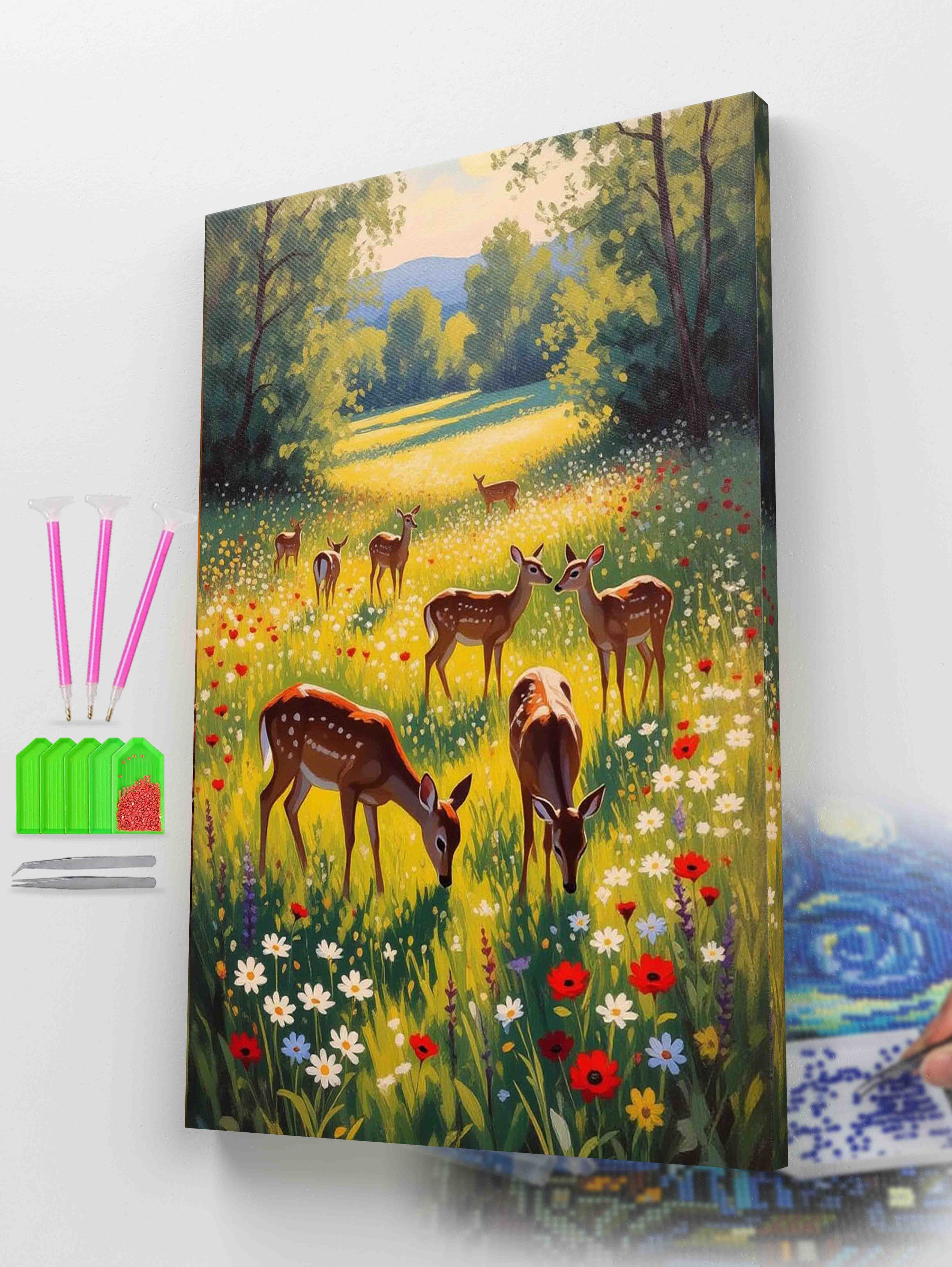 Deer in Wildflower Meadow Diamond Painting Kit