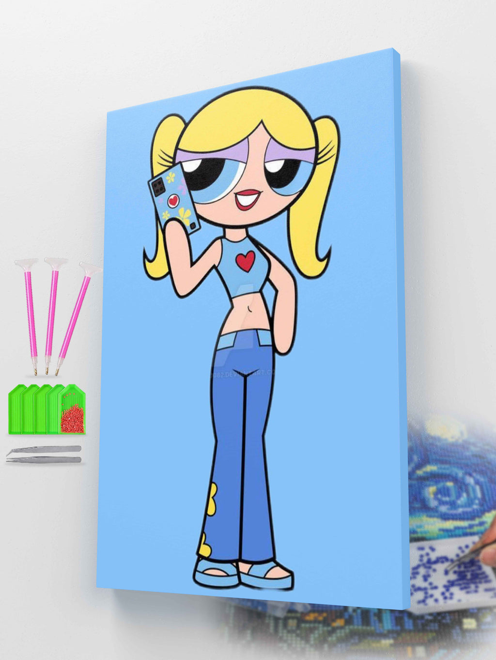 Bubblegum on phone Diamond Painting Kit