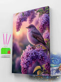 Bird on Lilac Flowers Diamond Painting Kit