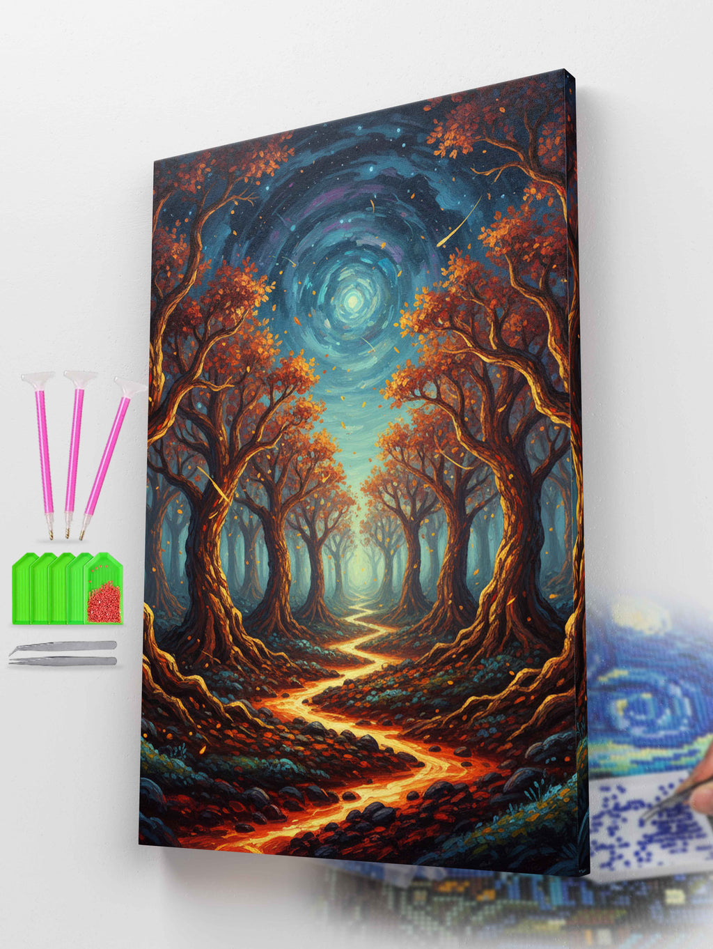Enchanted Forest Under the Spiral Sky Diamond Painting Kit