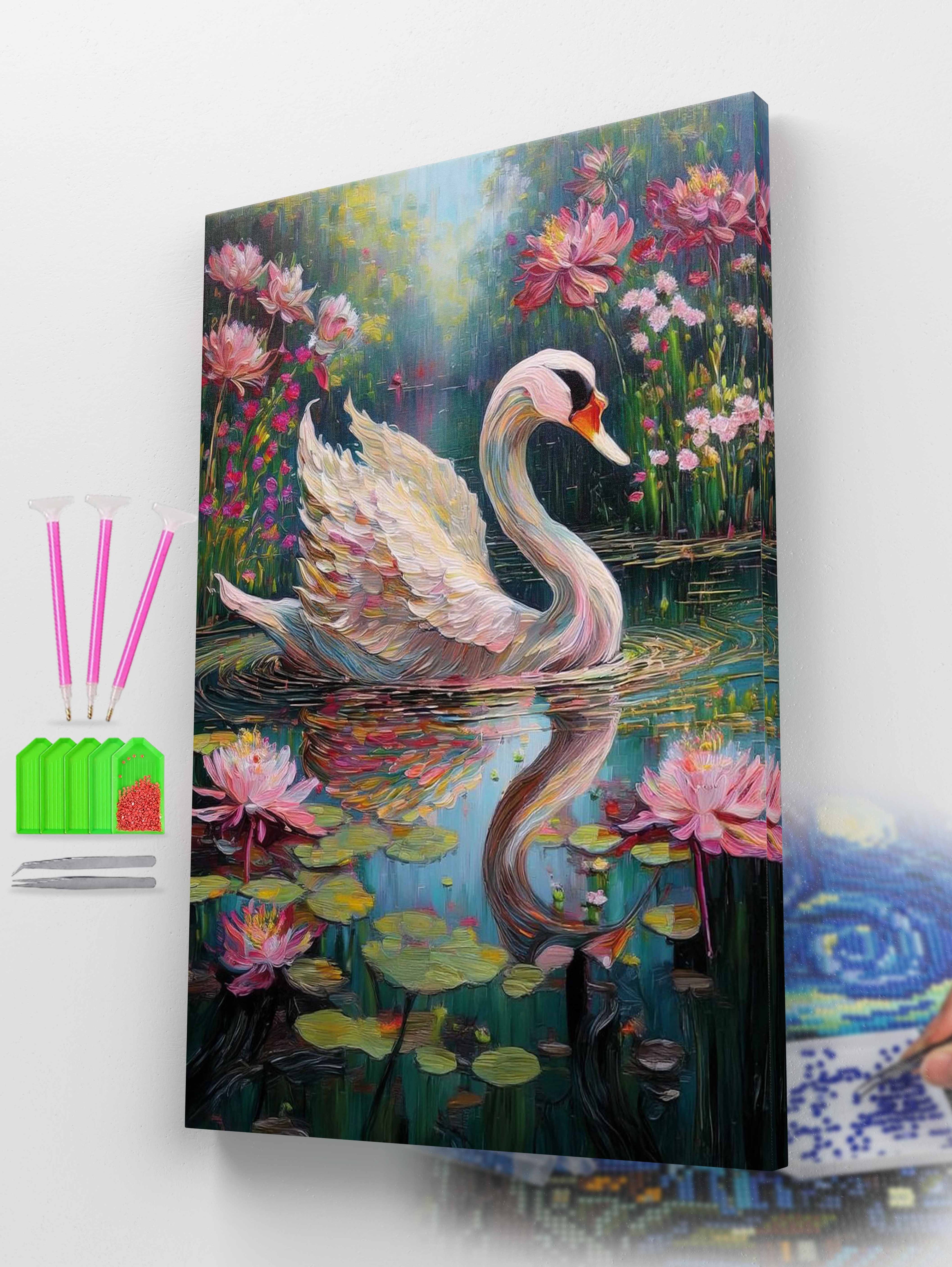 Beautiful White Swan Diamond Painting Kit