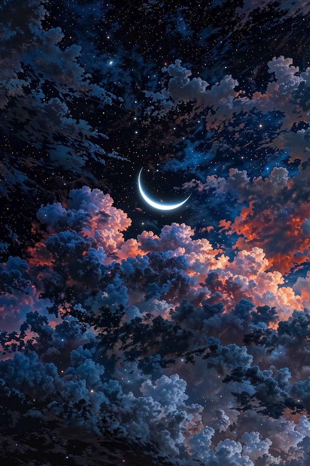 Crescent Moon in a Dreamy Sky Diamond Painting Kit
