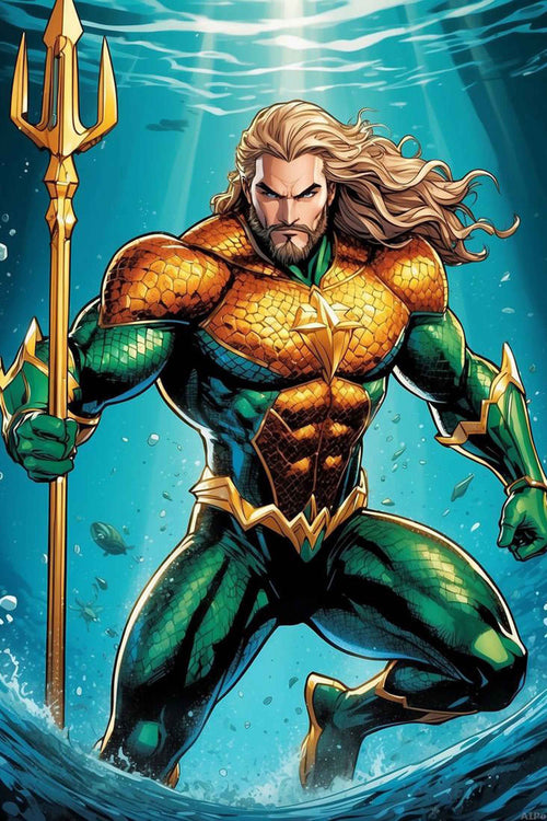 Aquaman with Golden Trident Diamond Painting Kit