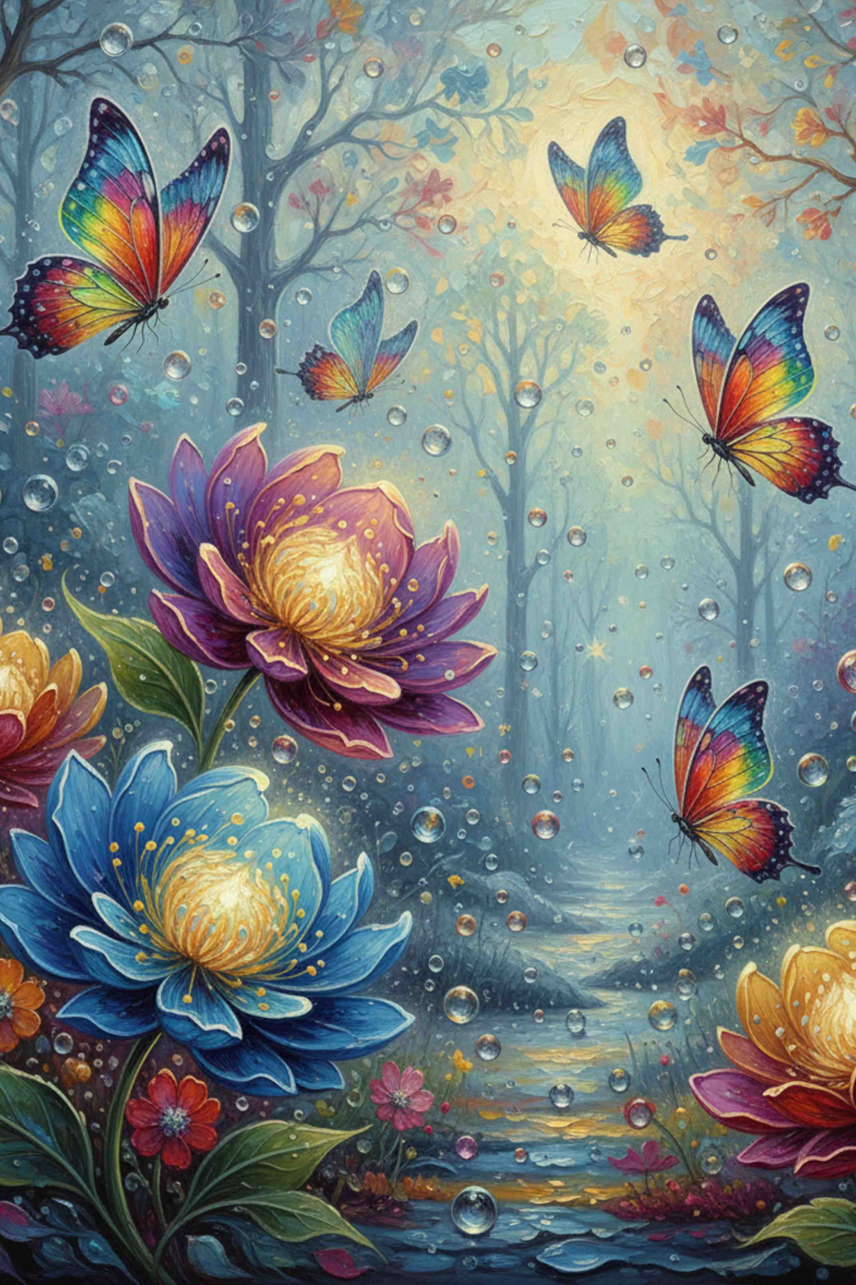 Colorful Butterflies in a Magical Forest Diamond Painting Kit