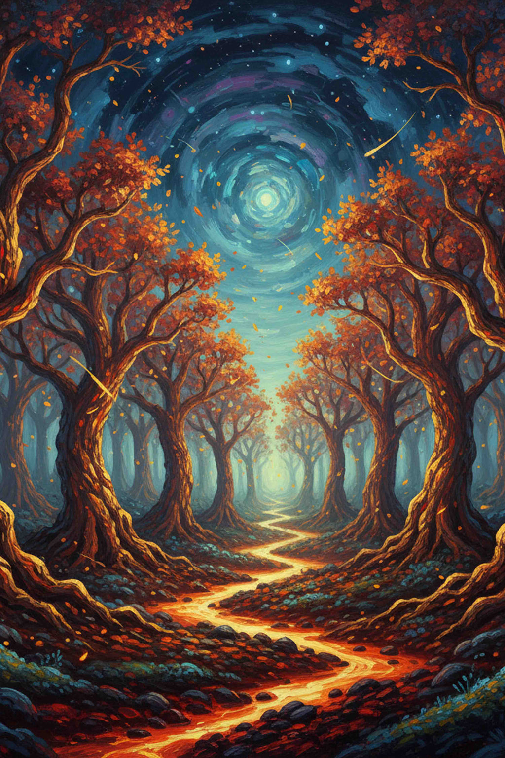 Enchanted Forest Under the Spiral Sky Diamond Painting Kit