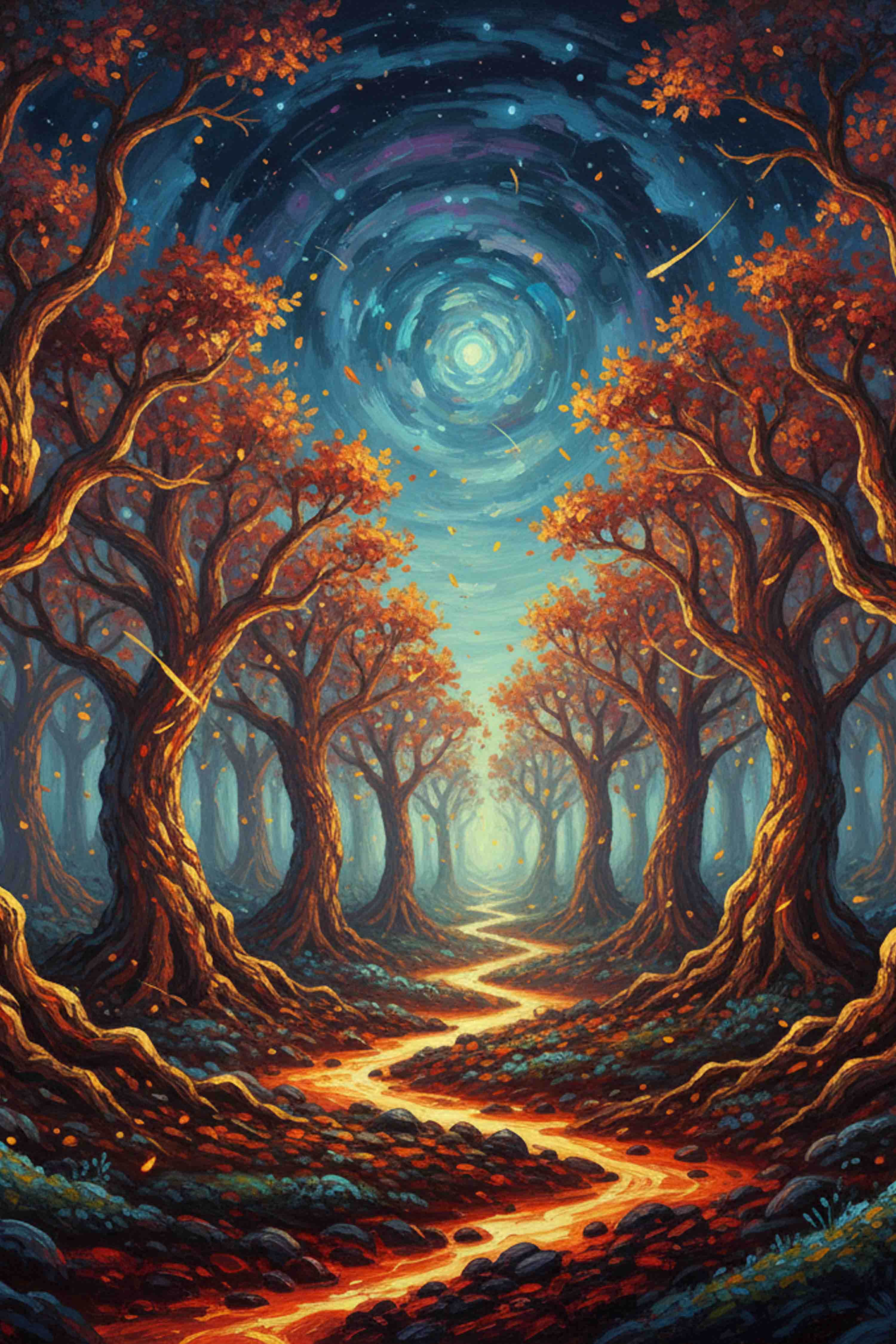 Enchanted Forest Under the Spiral Sky Diamond Painting Kit