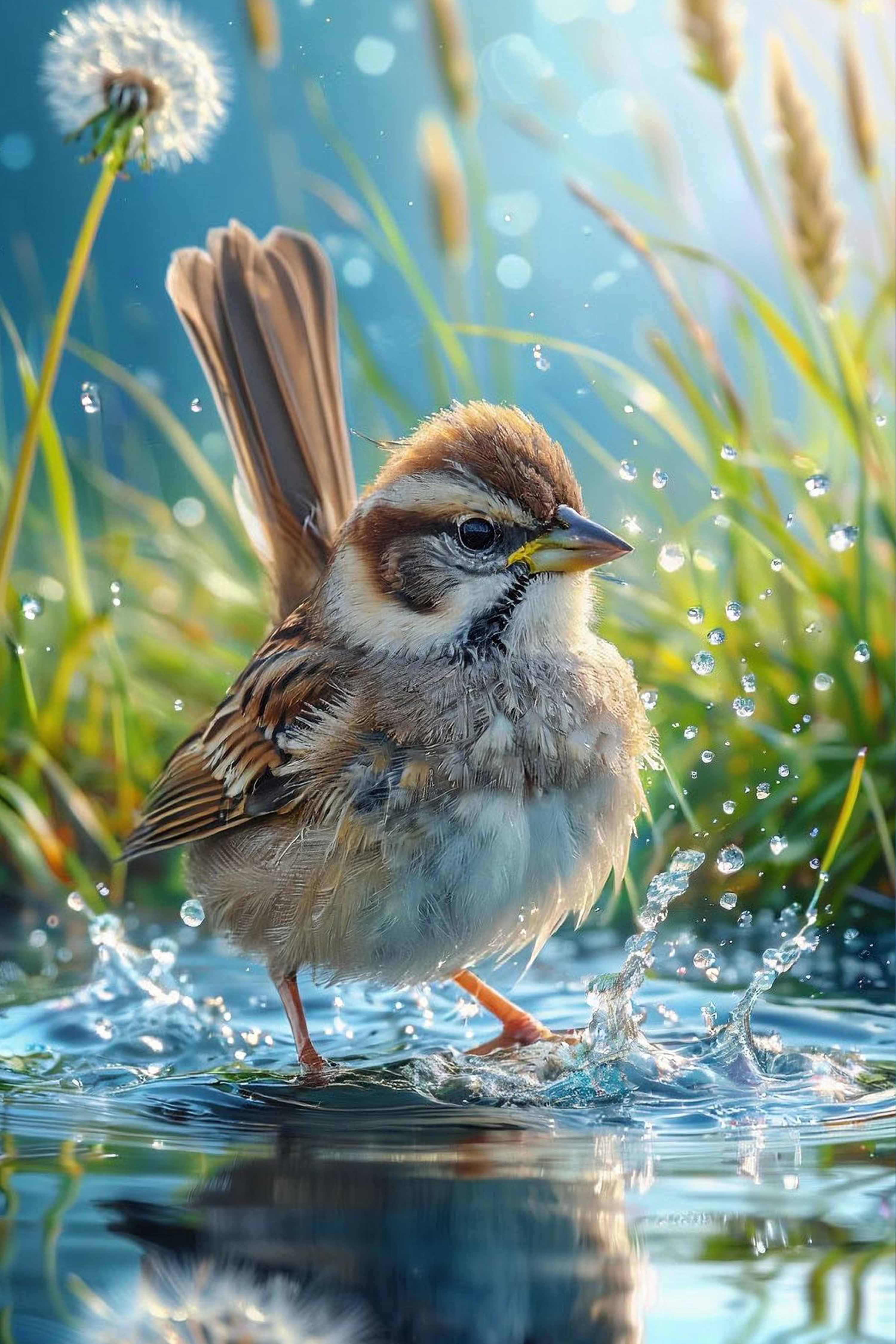 Cute Bird in Water Diamond Painting Kit