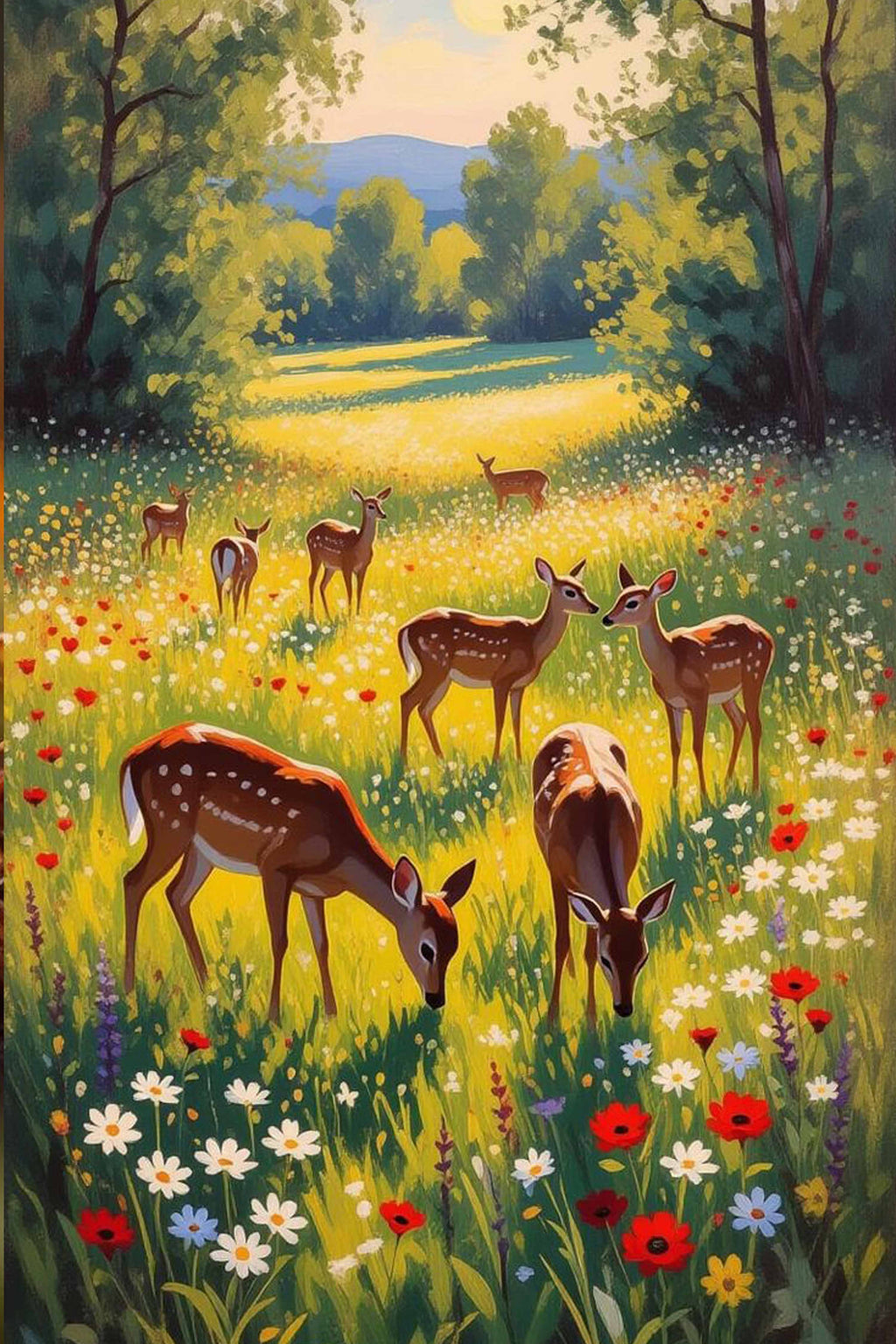 Deer in Wildflower Meadow Diamond Painting Kit