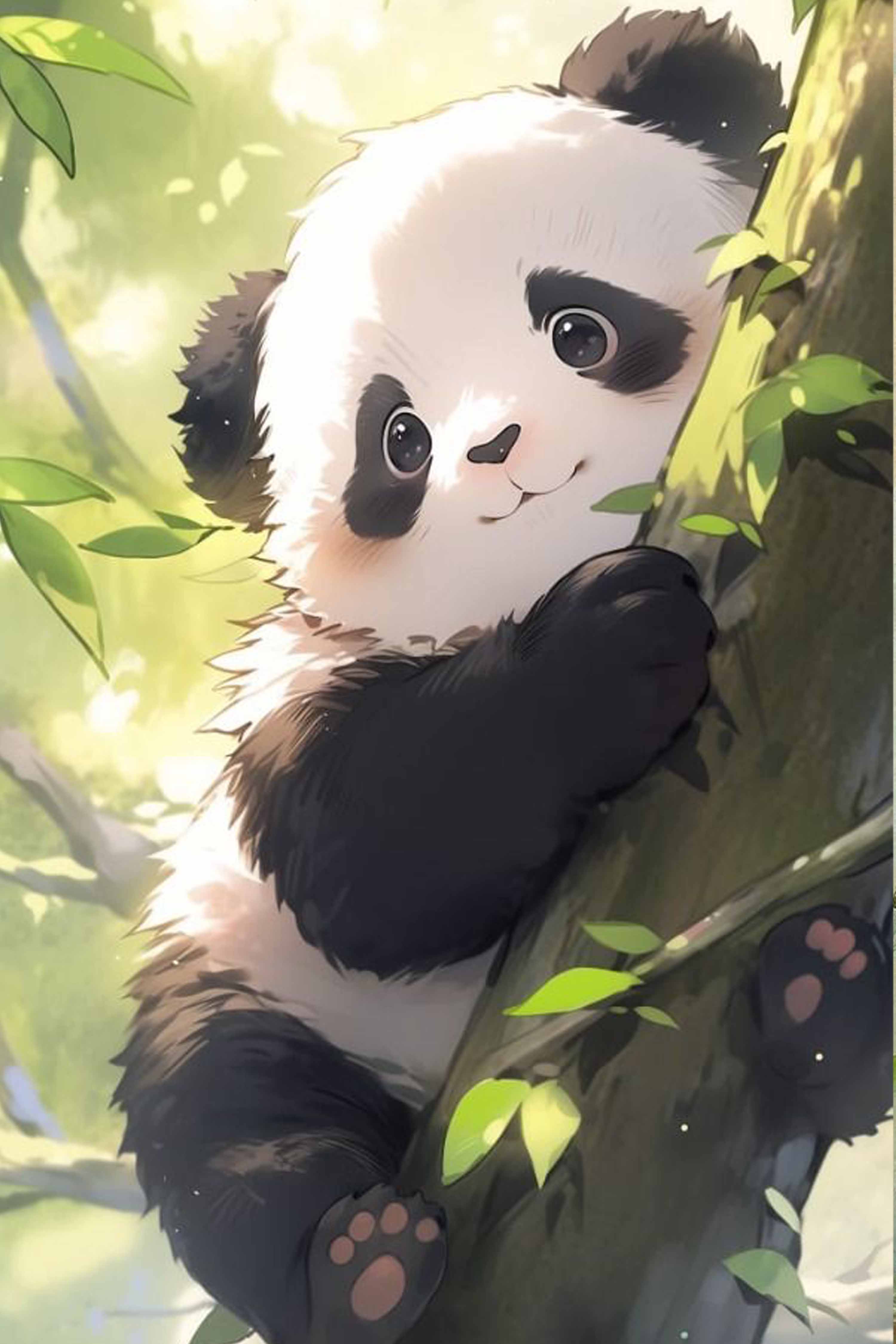 Cute Baby Panda Hugging Tree Diamond Painting Kit
