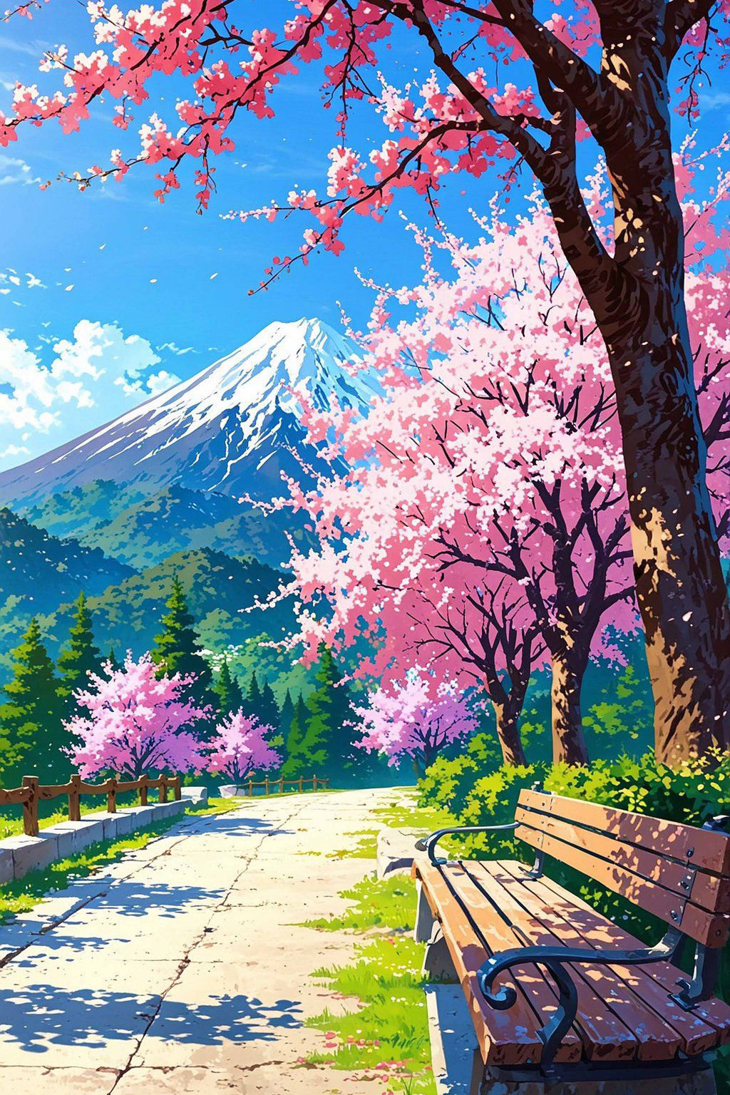 A Bench in Bloom Diamond Painting Kit