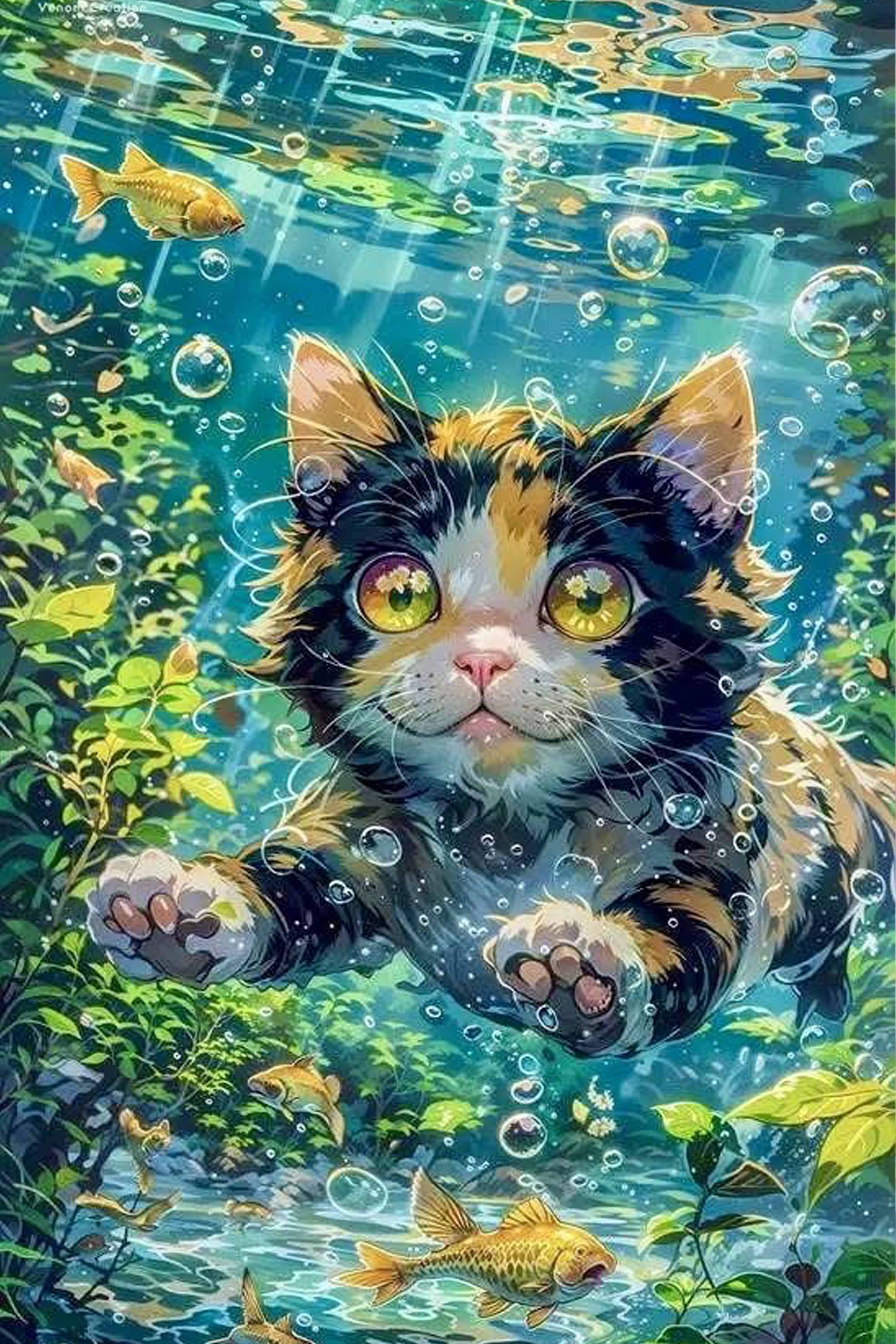 Mystical Underwater Cat Diamond Painting Kit